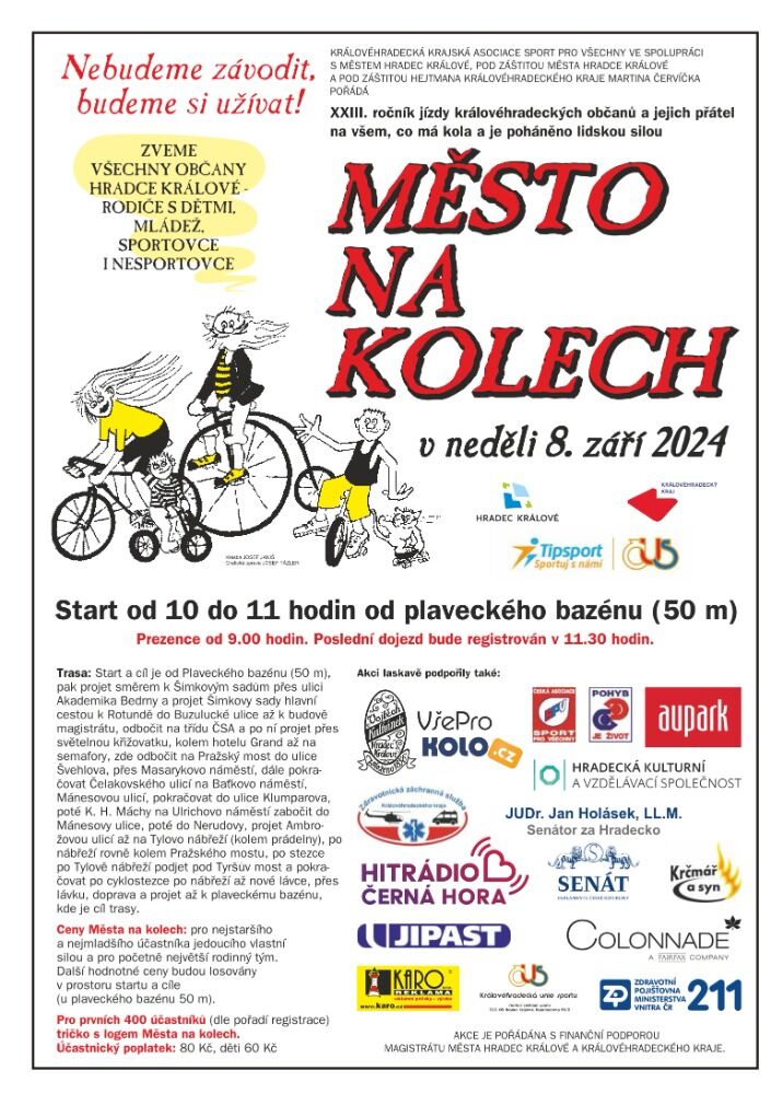 Město na kolech opět po roce v Hradci Králové! Připojte se k nám na 23. ročníku této oblíbené cyklistické akce