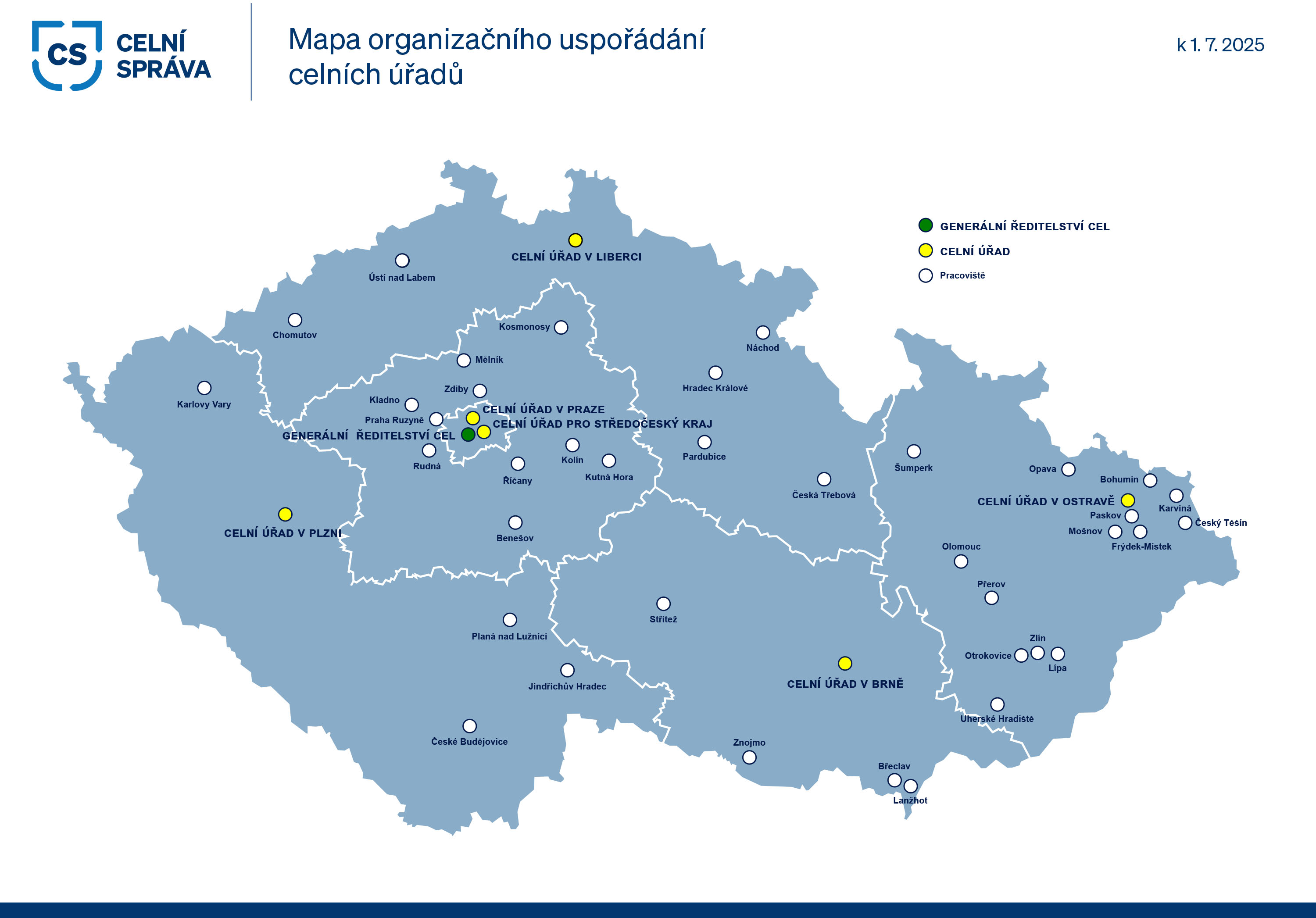 Celníci od července působí na šesti celních úřadech