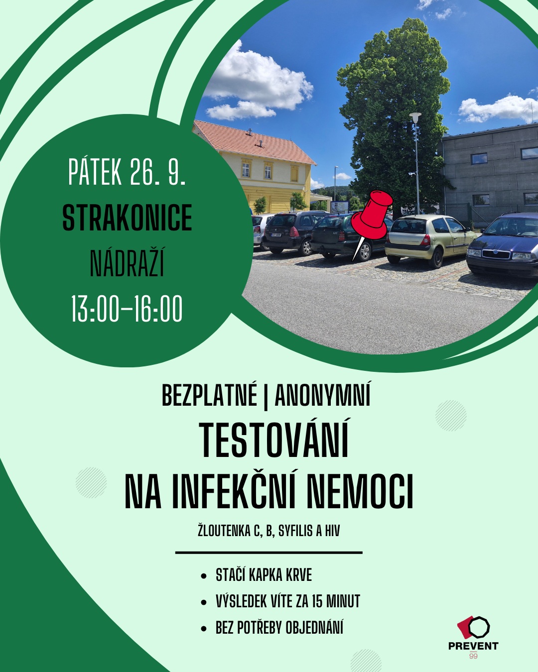 PREVENT 99 nabídne ve Strakonicích bezplatné a anonymní testování na infekční nemoci
